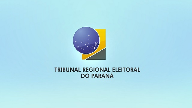 Imagem com fundo azul e logo centralizada do TRE-PR com o texto Tribunal Regional Eleitoral do Paraná.